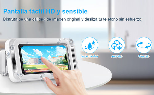 Funda de Ducha Impermeable con Altavoz Bluetooht-Pantalla Táctil Anti-Vaho con Giro 360º