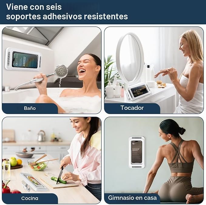 Funda de Ducha Impermeable con Altavoz Bluetooht-Pantalla Táctil Anti-Vaho con Giro 360º