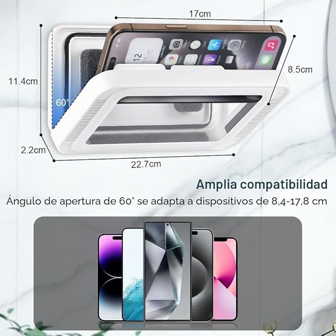 Funda de Ducha Impermeable con Altavoz Bluetooht-Pantalla Táctil Anti-Vaho con Giro 360º